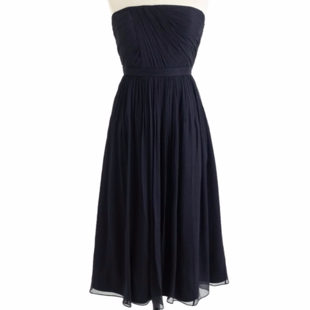 J. Crew 'Mindy' Silk Chiffon Dress in Newport Navy